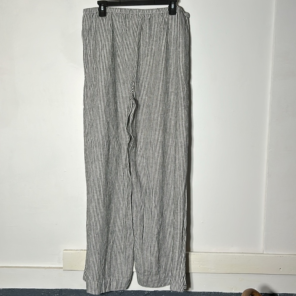 2 Brand new linen pants, drawstring, pockets, black & black/white striped - Picture 7 of 9